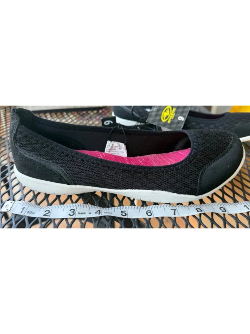 Athletic Works Mesh Black Slip-on Ballet Flats w/Memory Foam Women's Size 9